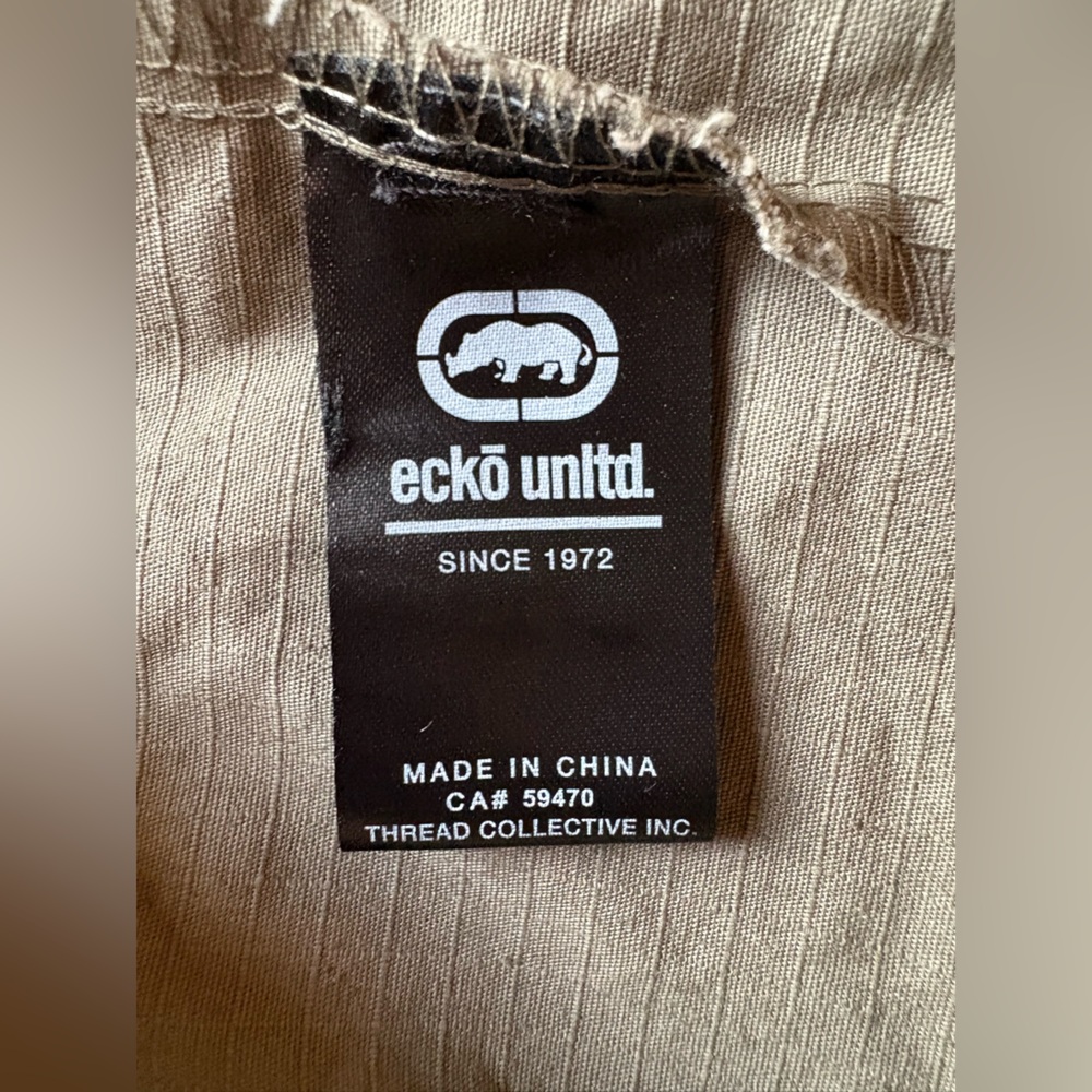 Ecko Unltd Khaki/Green Field Jacket Men’s Large Utility Pockets Full‎ Zip EUC - Picture 12 of 14